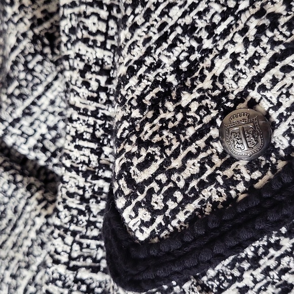 Talbots Textured Tweed Open Front Cardigan Jacket Black White Women's 1X Petite - Picture 12 of 12